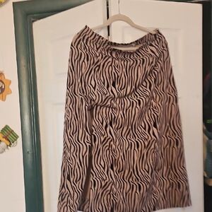 Zebra-Print Midi Skirt in Beige and Black